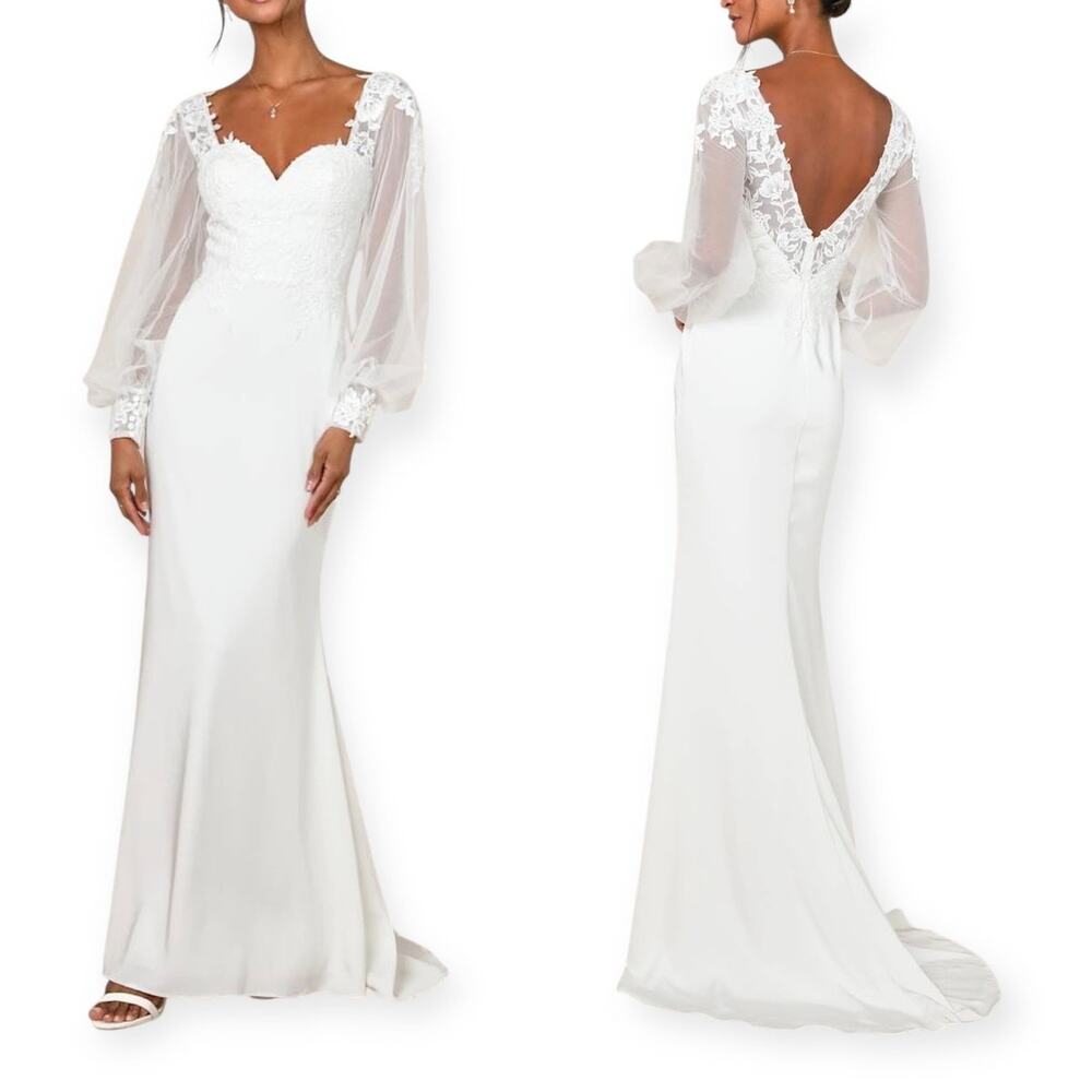 Lulu's Elegant White Maxi Dress